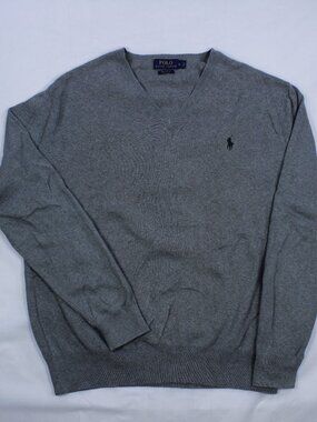 Polo Ralph Lauren Green Heathered Sweater - V-Neck - 100% Pima Cotton - Size L